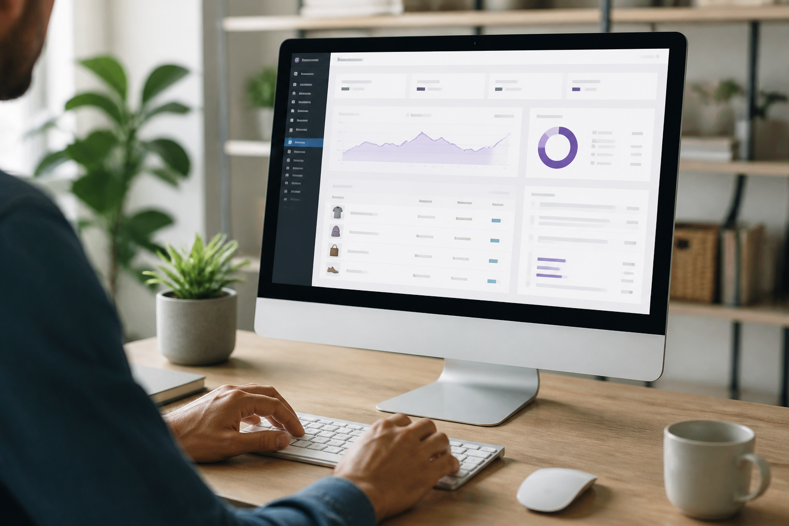 Les Meilleurs Plugins WordPress pour un Site E-commerce (Gratuits et Payants) 2 Écran d'ordinateur affichant un tableau de bord de gestion de boutique en ligne