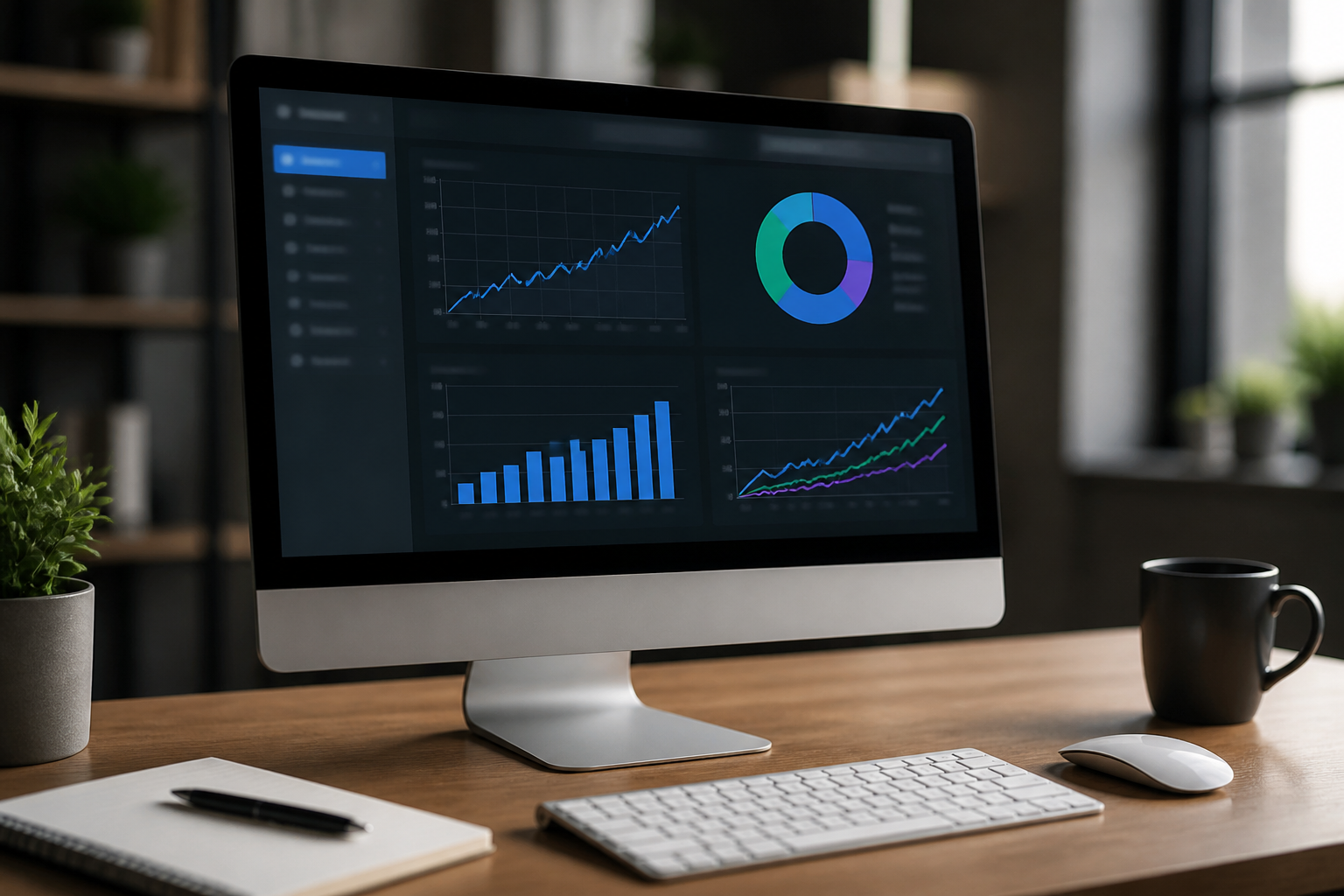 WordPress ou Wix pour un Blog : Comparatif Gratuit 2026 4 Graphiques de performance SEO affichés sur un écran d'ordinateur