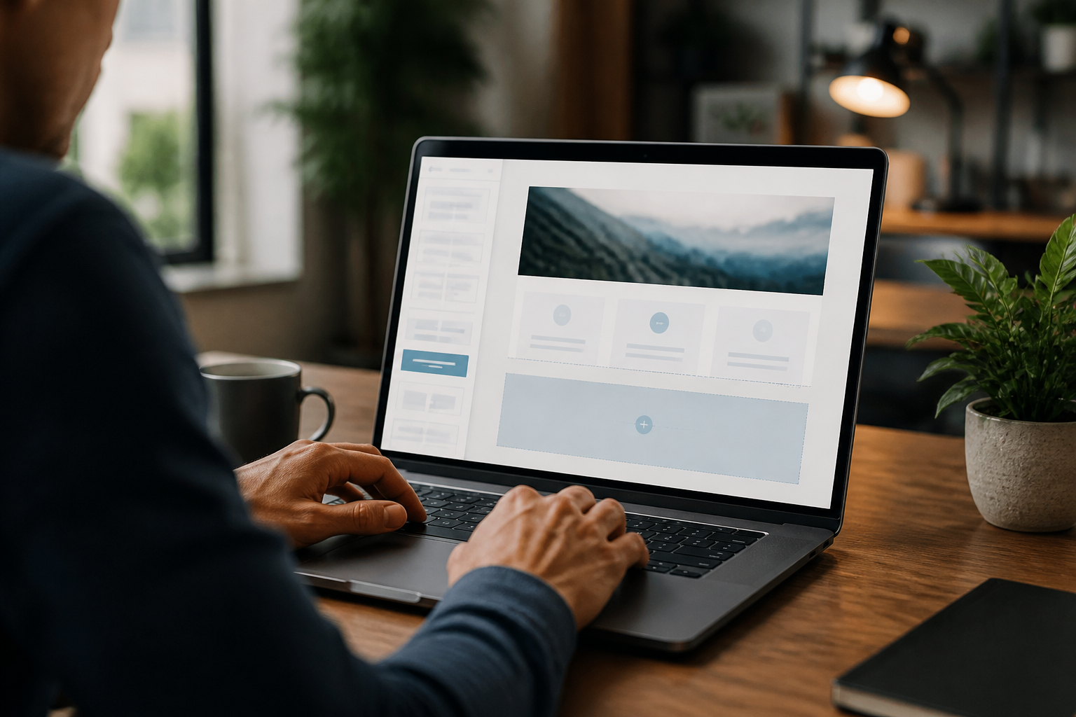 Les Meilleurs Constructeurs de Pages WordPress (Gratuits) en 2026 1 Personne travaillant sur l'interface d'un constructeur de pages WordPress sur ordinateur portable