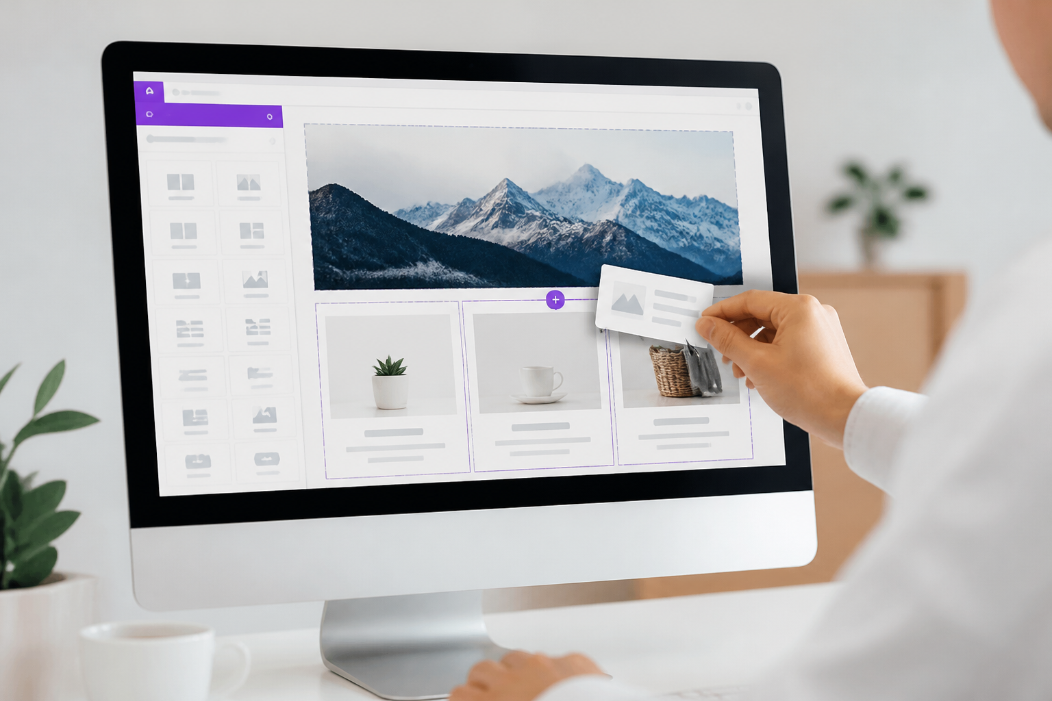Les Meilleurs Constructeurs de Pages WordPress (Gratuits) en 2026 2 Écran affichant une interface visuelle de création de page web avec blocs et mises en page