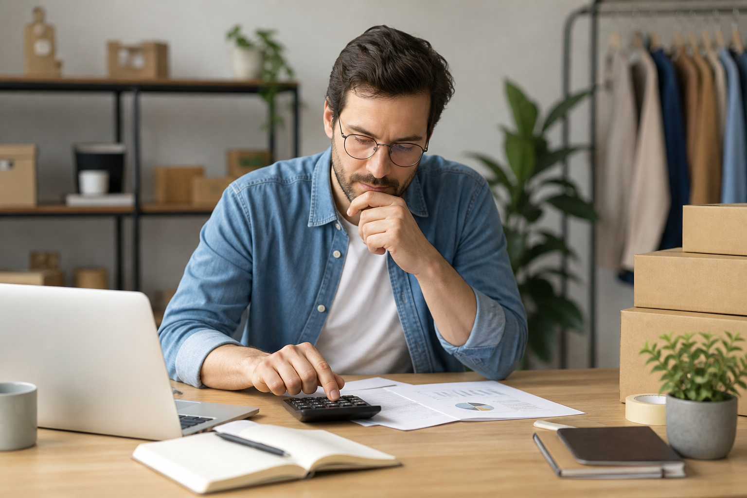 Comment Créer une Boutique en Ligne WordPress avec WooCommerce Gratuitement 4 Entrepreneur calculant le budget nécessaire pour son projet en ligne